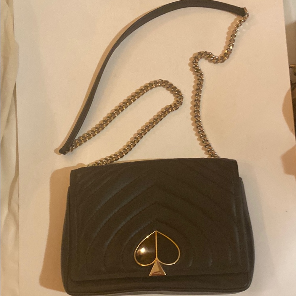Kate Spade Black Crossbody Bag with Gold Spade Emblem